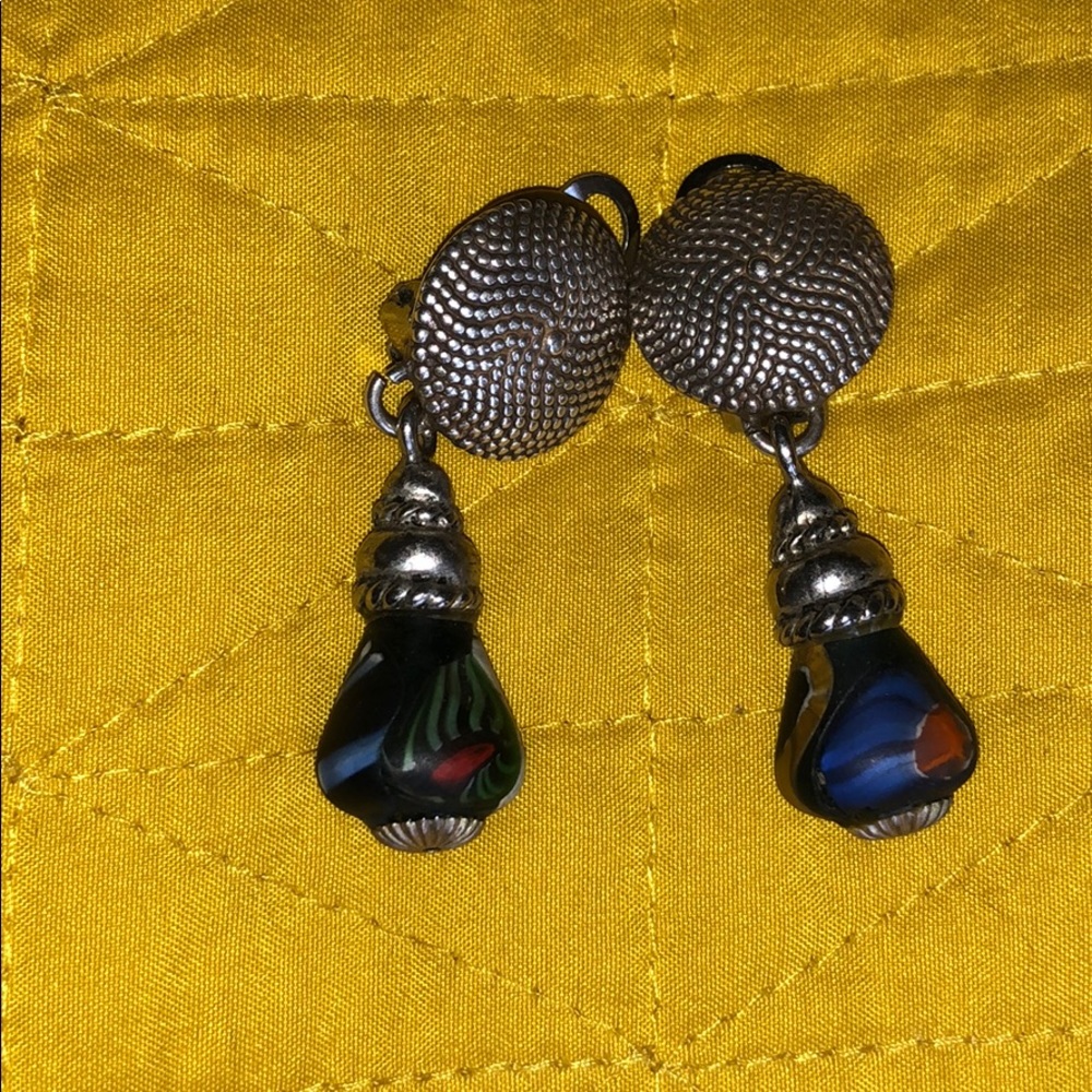 Sterling silver & molded bead clip on earrings